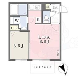 quador吹上South 1LDKの間取図画像