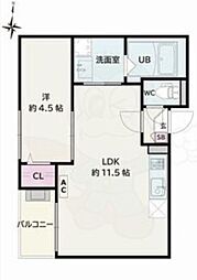 Jack higashinakajima2 1LDKの間取図画像