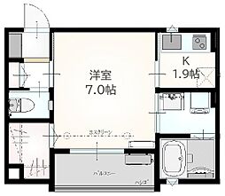 シエルコート上福岡 1Kの間取図画像