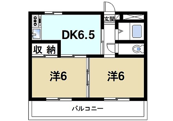 画像2:使いやすい2DKの間取りです。