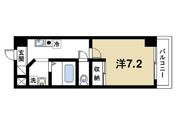 奈良県奈良市大宮町6丁目(賃貸マンション1K・4階・24.98㎡)の写真 その2