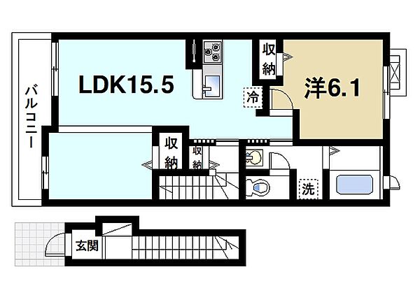HeritageI ｜奈良県奈良市中山町(賃貸アパート1LDK・2階・54.10㎡)の写真 その2