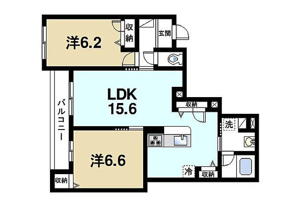 Ｓｔｅｌｌａ ｜奈良県大和郡山市茶町(賃貸マンション2LDK・3階・62.92㎡)の写真 その2