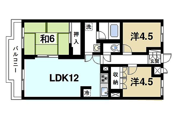 朝日プラザ東生駒 ｜奈良県生駒市山崎町(賃貸マンション3LDK・2階・61.60㎡)の写真 その2