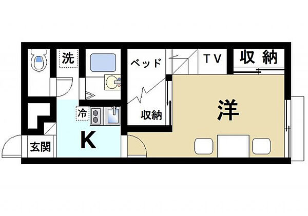 京都府木津川市木津川原田(賃貸アパート1K・1階・23.18㎡)の写真 その2