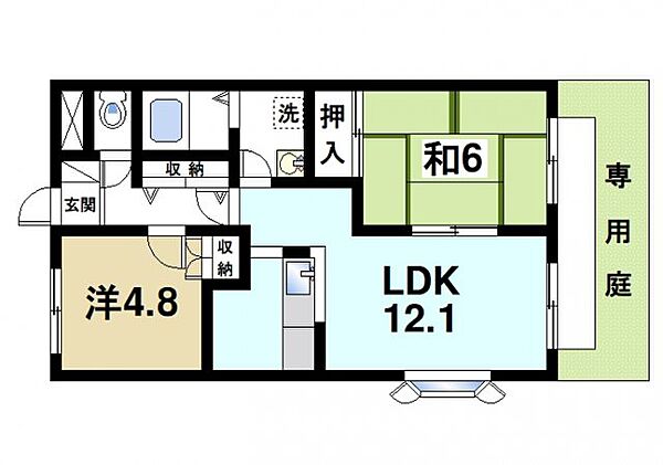 京都府木津川市州見台1丁目(賃貸アパート2LDK・1階・51.30㎡)の写真 その2