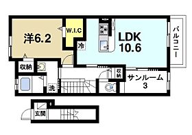 アルカンシエル・ベルII  ｜ 奈良県生駒市壱分町（賃貸アパート1LDK・2階・51.63㎡） その2