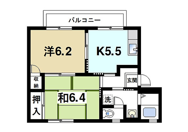 奈良県天理市杉本町(賃貸アパート2K・2階・43.00㎡)の写真 その2
