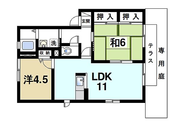 画像2:洋室と和室がある2LDKの物件です