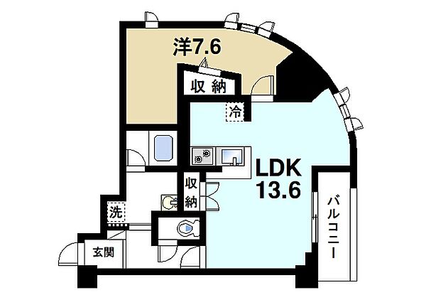 幸court　nara　sanjo ｜奈良県奈良市三条大宮町(賃貸マンション1LDK・6階・50.99㎡)の写真 その2