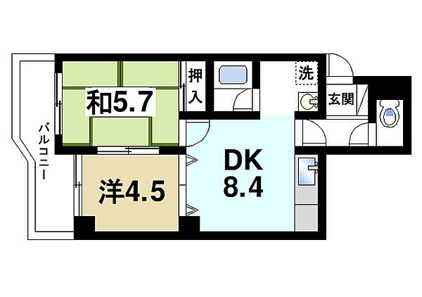奈良県天理市川原城町(賃貸マンション2DK・6階・39.90㎡)の写真 その2