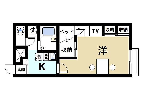 京都府木津川市州見台2丁目(賃貸アパート1K・2階・22.70㎡)の写真 その2