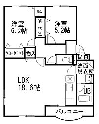シティコート東町 2LDKの間取図画像