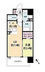 ラクラス呉服町 1階1LDKの間取り