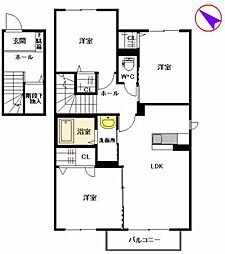 シャーメゾン空港南 弐番館 2階3LDKの間取り