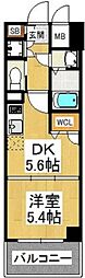 イルマーレ博多 1DKの間取図画像