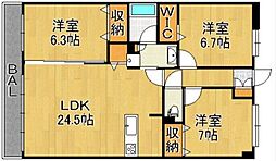 Aqualia平尾浄水 3LDKの間取図画像