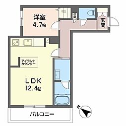 シャーメゾンマーレ竹下 1LDKの間取図画像