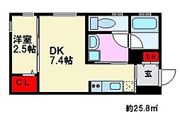 FERIO高宮 1DKの間取図画像