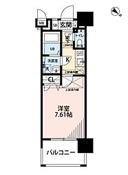 サヴォイル・パシフィーク 1Kの間取図画像