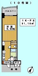ロイヤルリバービュー 1Kの間取図画像