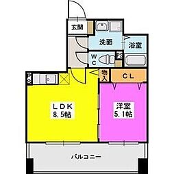 ラヴィヌーヴォ 1LDKの間取図画像