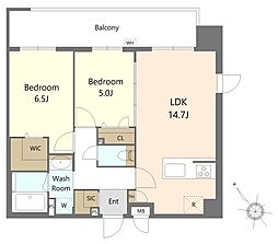 S-RESIDENCE博多駅東awesome 2LDKの間取図画像