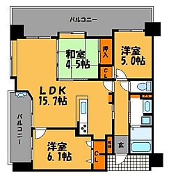 KDXレジデンス西公園 3LDKの間取図画像
