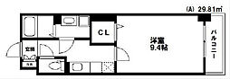リヴィエールシャン豊 1Kの間取図画像