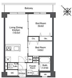 HakataStationSouth 2LDKの間取図画像