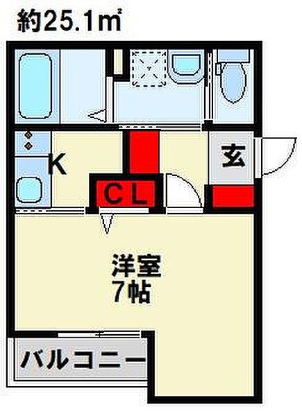 PLATINUM HILLS R 201｜福岡県春日市大和町４丁目(賃貸アパート1K・2階・25.70㎡)の写真 その2