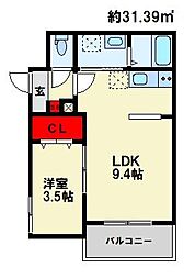 （仮称）Cherim春日駅前WEST 1階1LDKの間取り