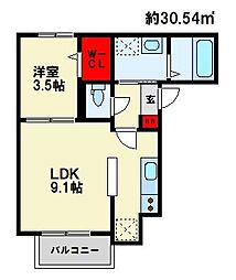 （仮称）Cherim春日駅前WEST 1階1LDKの間取り