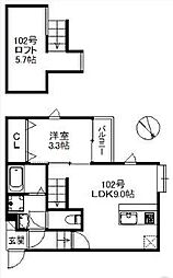 サニーハピネス 1LDKの間取図画像