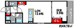 アークコート 1LDKの間取図画像