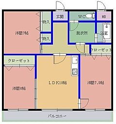 プリオール8 3LDKの間取図画像