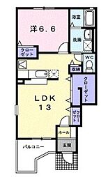 グレイス香椎B 1LDKの間取図画像
