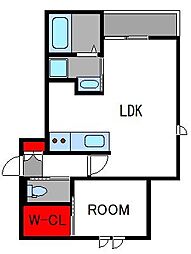 ENTER和白東 1LDKの間取図画像