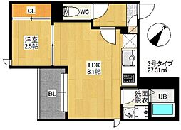 R-smart 悦陽重陽 1LDKの間取図画像