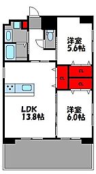 YSP県庁前 2LDKの間取図画像