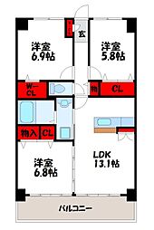 グランドゥール天神 3LDKの間取図画像