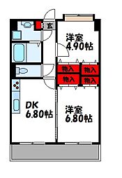 ラ,フェリーチェ和白 2DKの間取図画像
