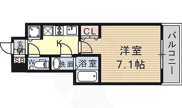 兵庫県神戸市兵庫区湊町１丁目(賃貸マンション1K・8階・24.29㎡)の写真 その2