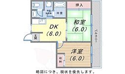 神和マンション 2DKの間取図画像