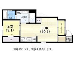 ヒールコート関守 1階1LDKの間取り