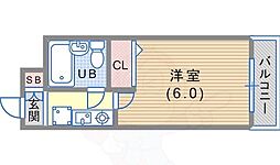 エスリード神戸 1Kの間取図画像
