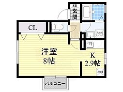 メレ・オハナ 1Kの間取図画像