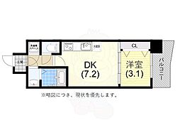 セレニテ神戸ミラクノール 1DKの間取図画像