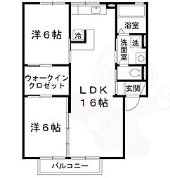 ガーデンコート車A棟 2LDKの間取図画像