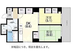 メゾン西柳原 2DKの間取図画像